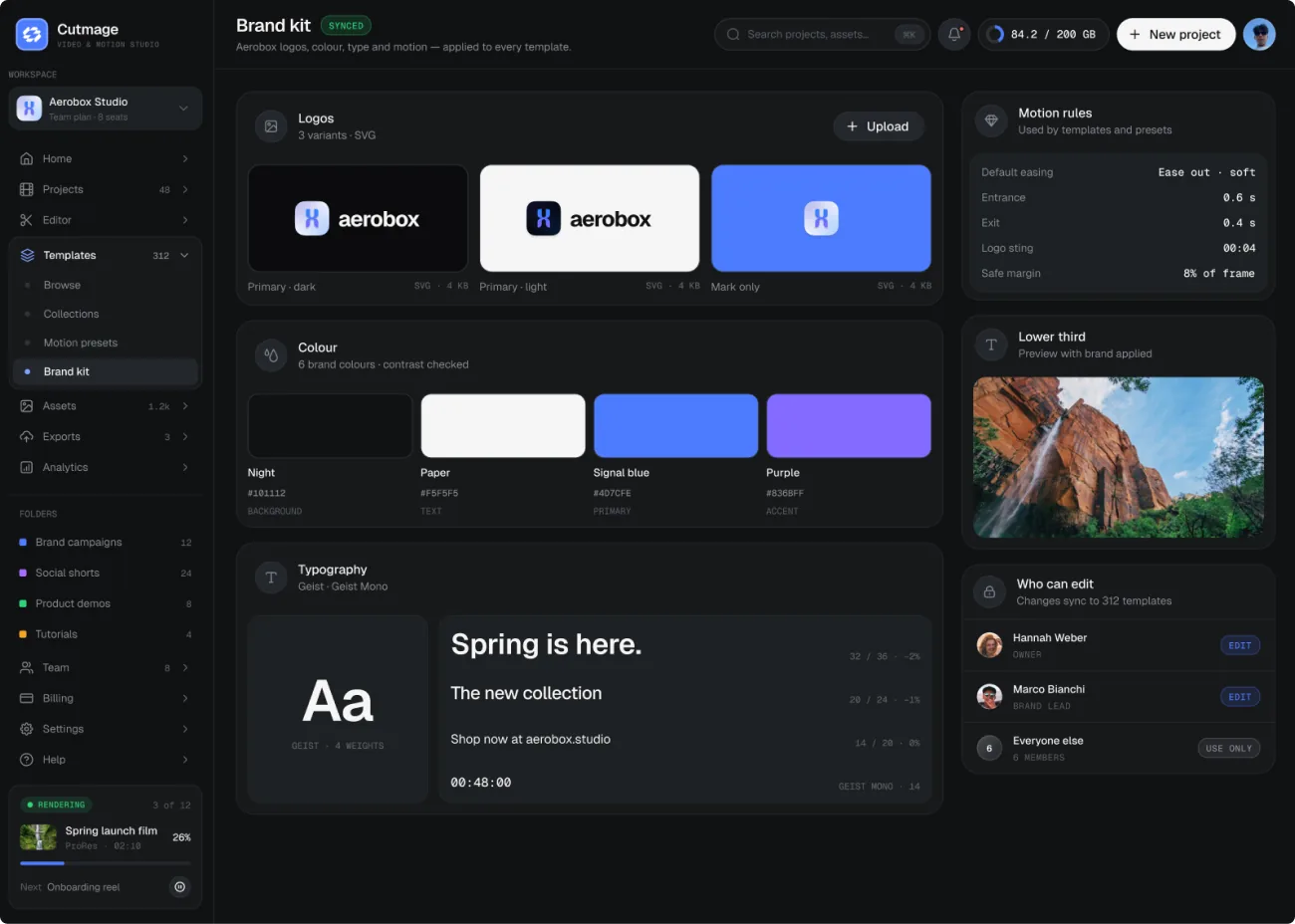Cutmage — Brand kit — Dashboard