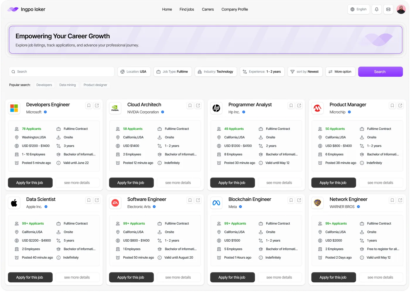 Job board — Web app