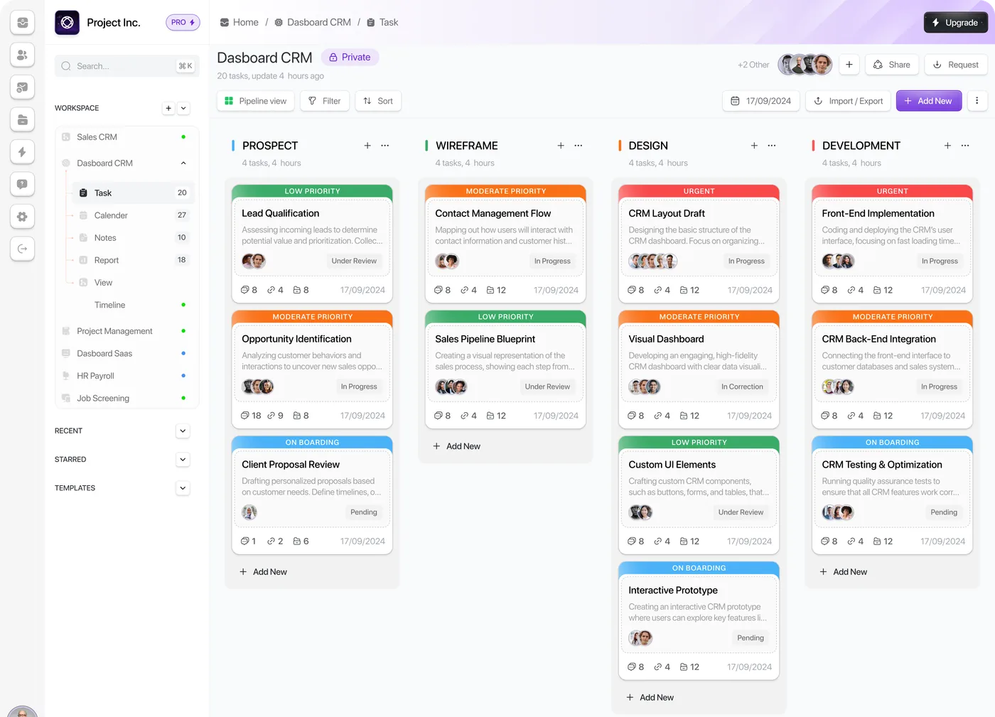 CRM pipeline — Web app