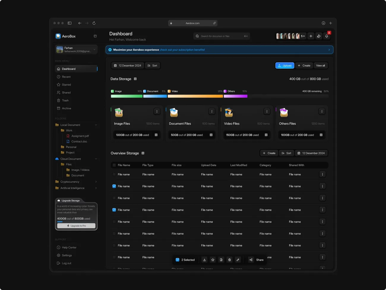 File storage — Web app