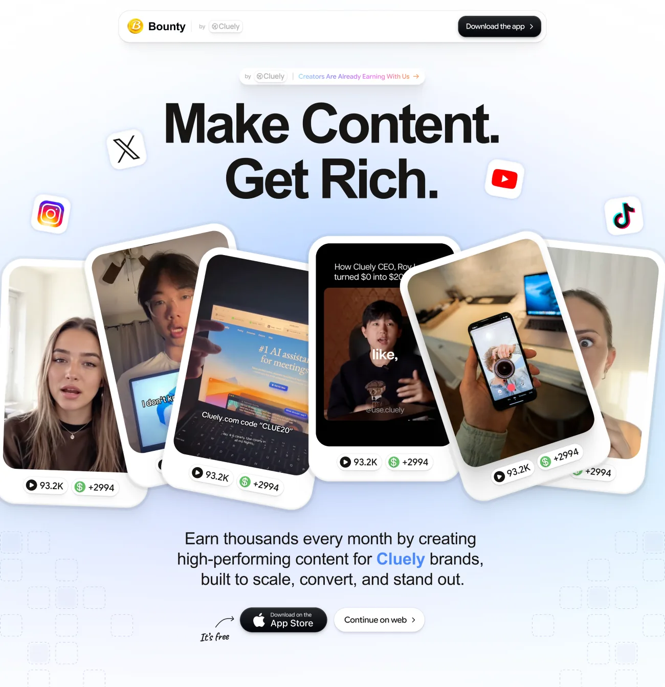 Bounty — Landing page