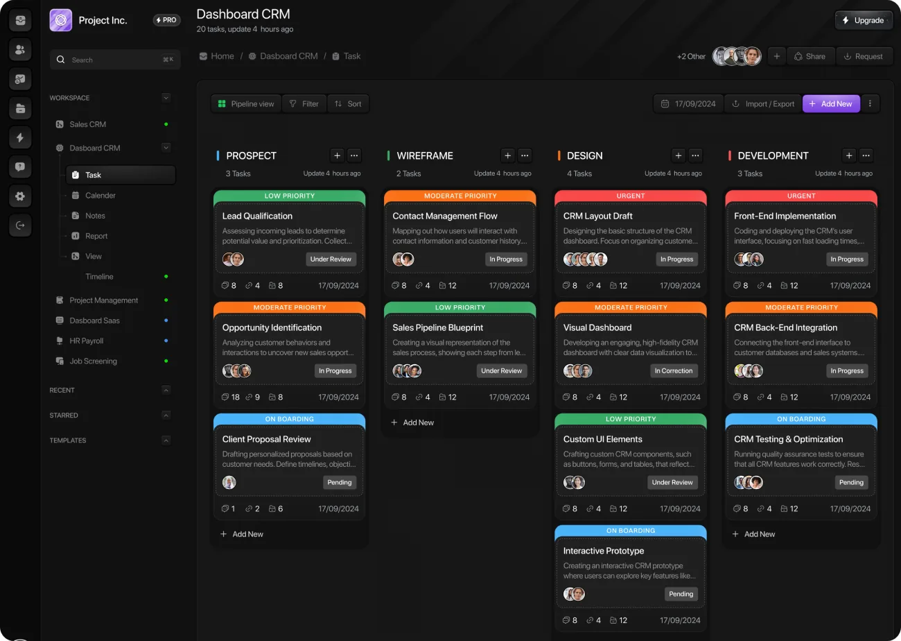 CRM pipeline — Web app