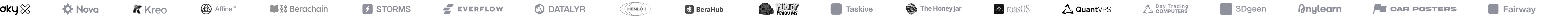 Logos of AKY, Nova, Kreo, Affine, Berachain, Storms, Everflow, Datalyr and other clients